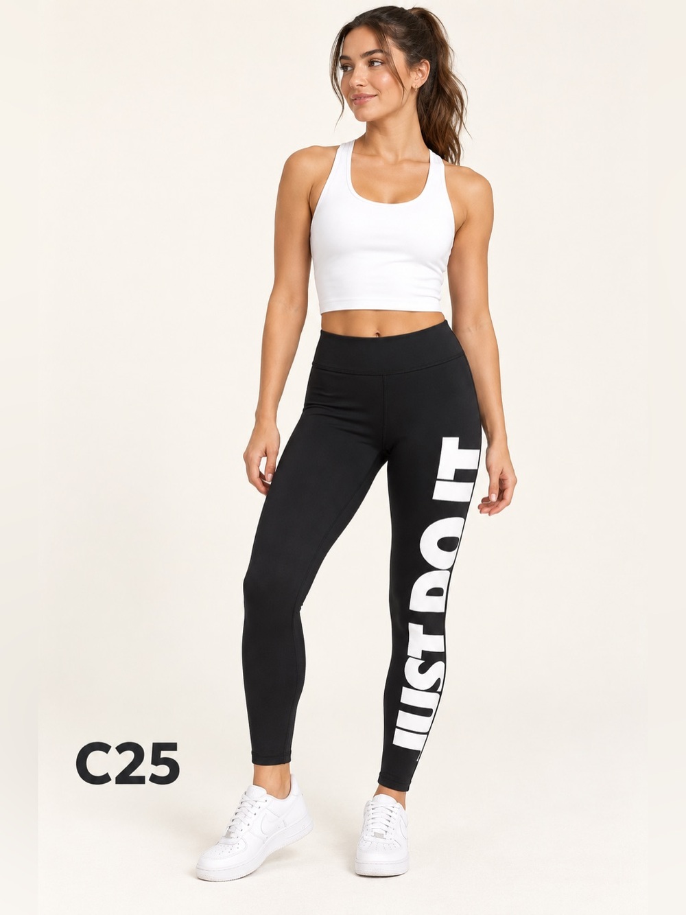 Nike Women’s Small Black Leggings Just Do It White Graphic Athletic Yoga Pants